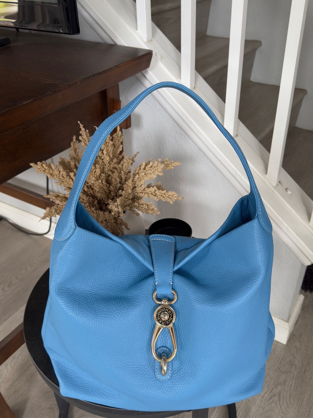Dooney & Bourke Sky Blue Pebbled Leather Shoulder Bag